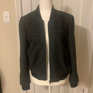 Black tweed bomber jacket